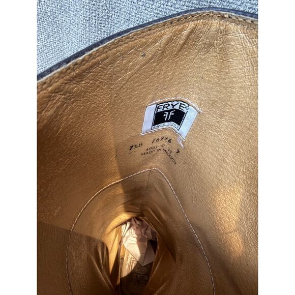 Frye Lindsay Vintage Plate Leather Knee-High Riding Boot Black Sz 7.5 - Picture 11 of 13